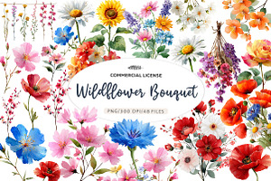 Wildflower Bouquet, Rustic Florals, an Illustration by CreationArt