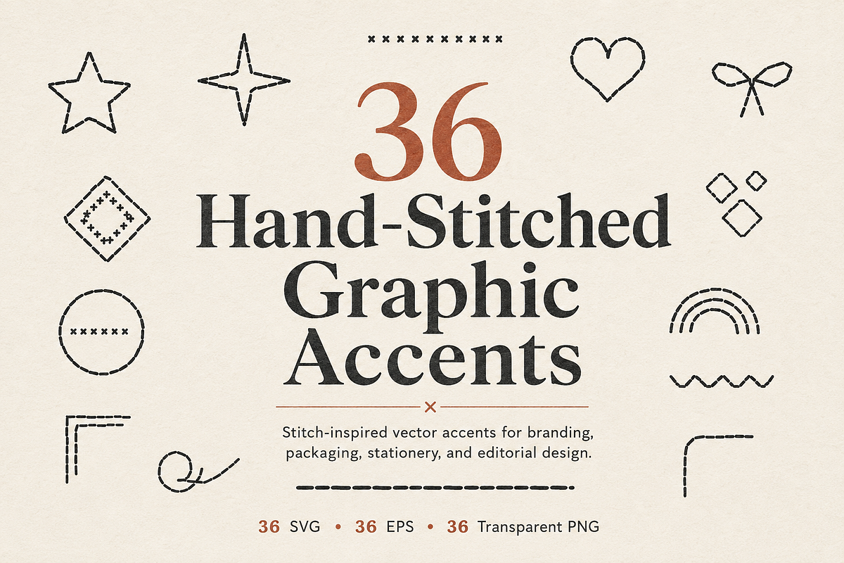 36 Hand-Stitched Graphic Accents, an Object Graphic by Designs24hr (Photo 1 of 7)