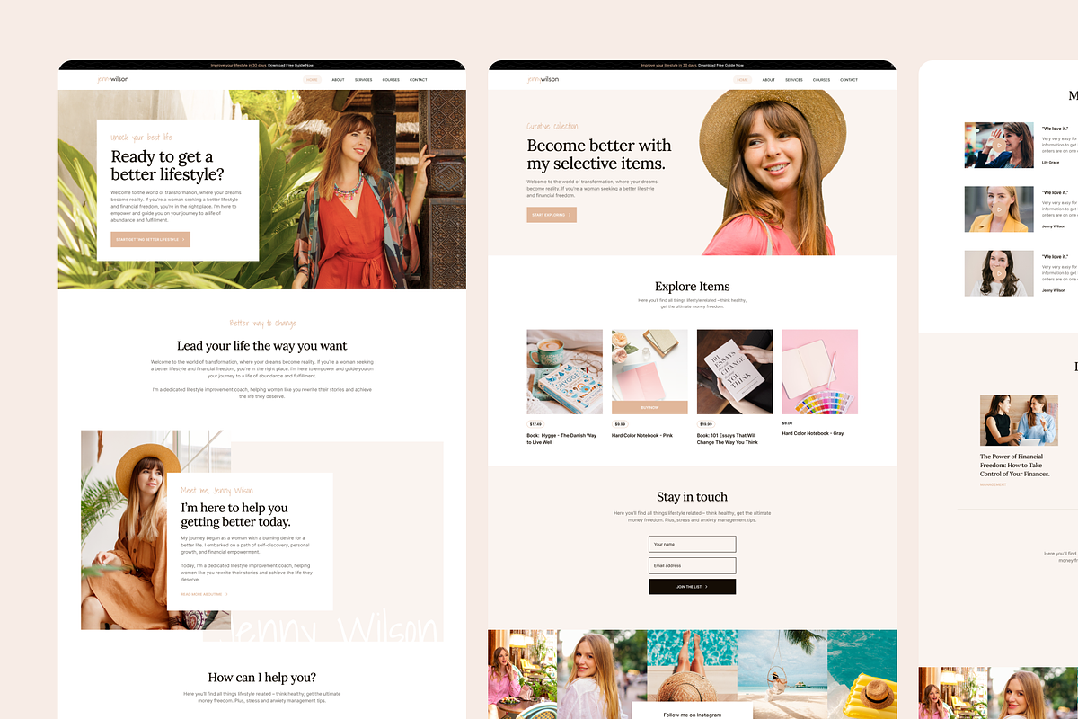 Feminine - Life Coach Figma Template, an UI Kit Template by FinestDevs (Photo 2 of 4)