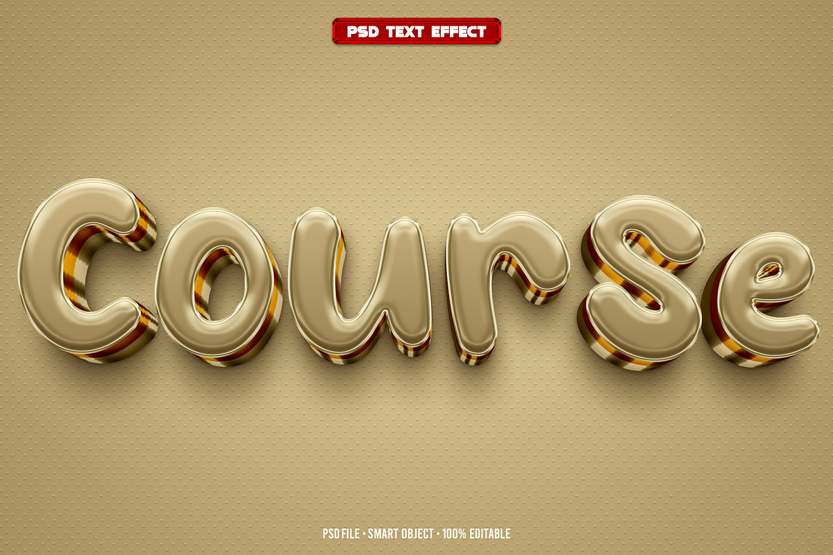 Course 3D editable text effect, a Layer Style Add-On by Hello Muh (Photo 1 of 2)