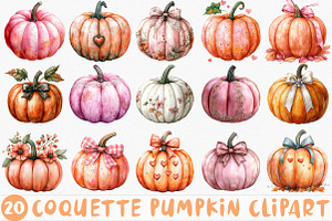 Coquette Pumpkin Clipart PNG, an Illustration by SinaCreation
