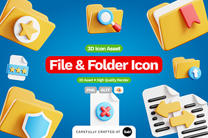 3D File & Folder Illustration