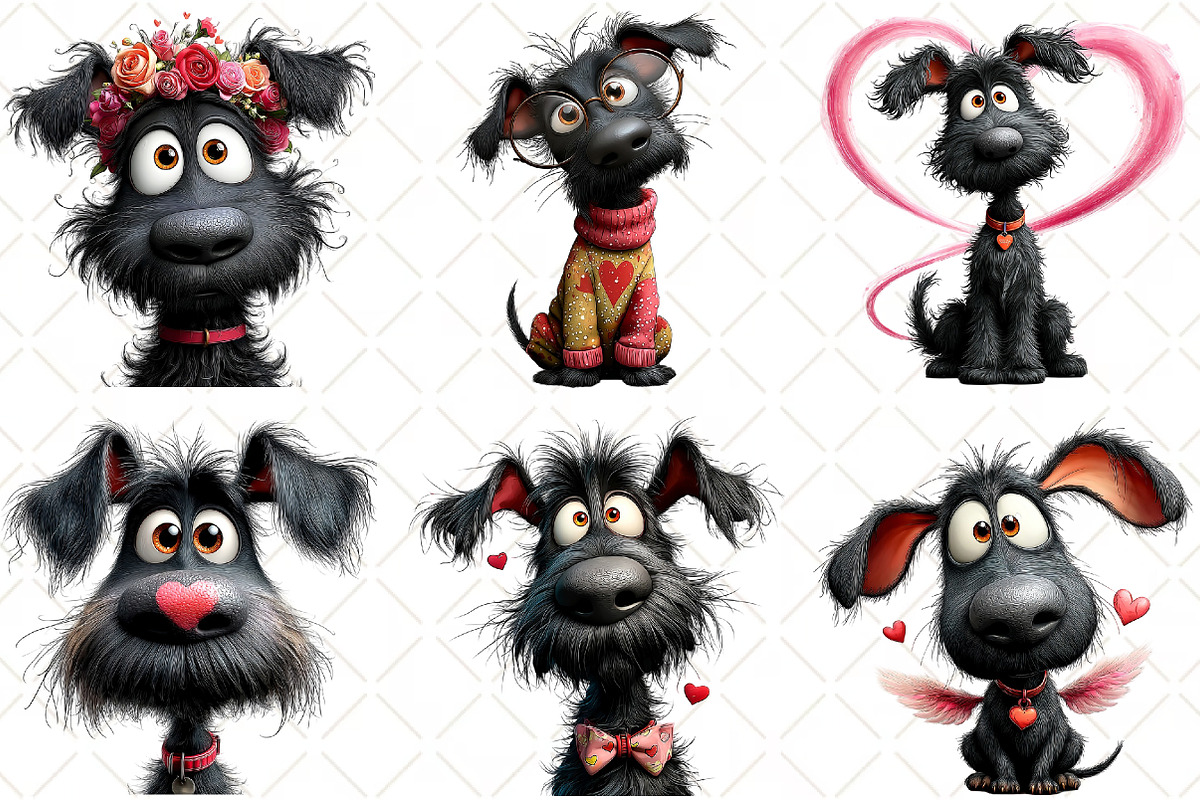 Quirky Valentine Day Black Dog, an Illustration by Black Bird Studio (Photo 6 of 6)