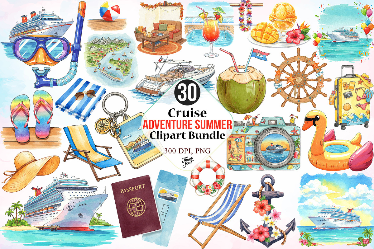 Cruise Adventure Summer Clipart PNG, a Seasonal Illustration by Canvas Craft (Photo 1 of 5)