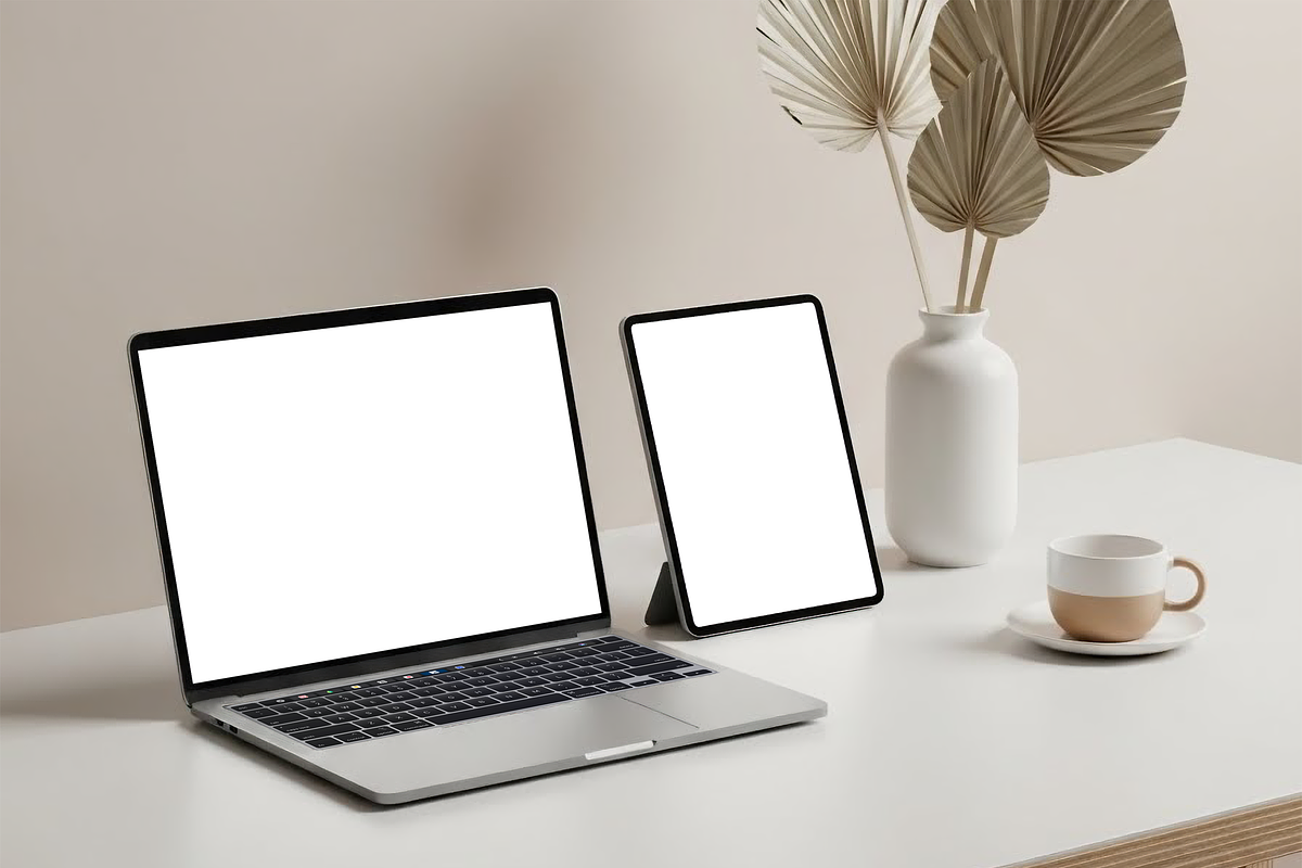 Aesthetic Dual Device Mockup, a Mac Mockup by Julia Anderi - Studio (Photo 3 of 3)