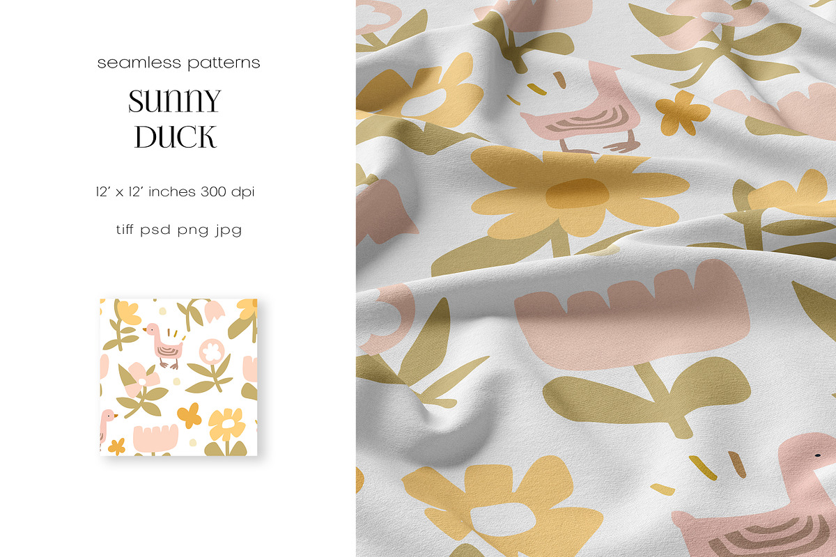 Sunny Duck Pattern Collection, a Pattern Graphic by PROTEA Watercolor Studio (Photo 5 of 8)