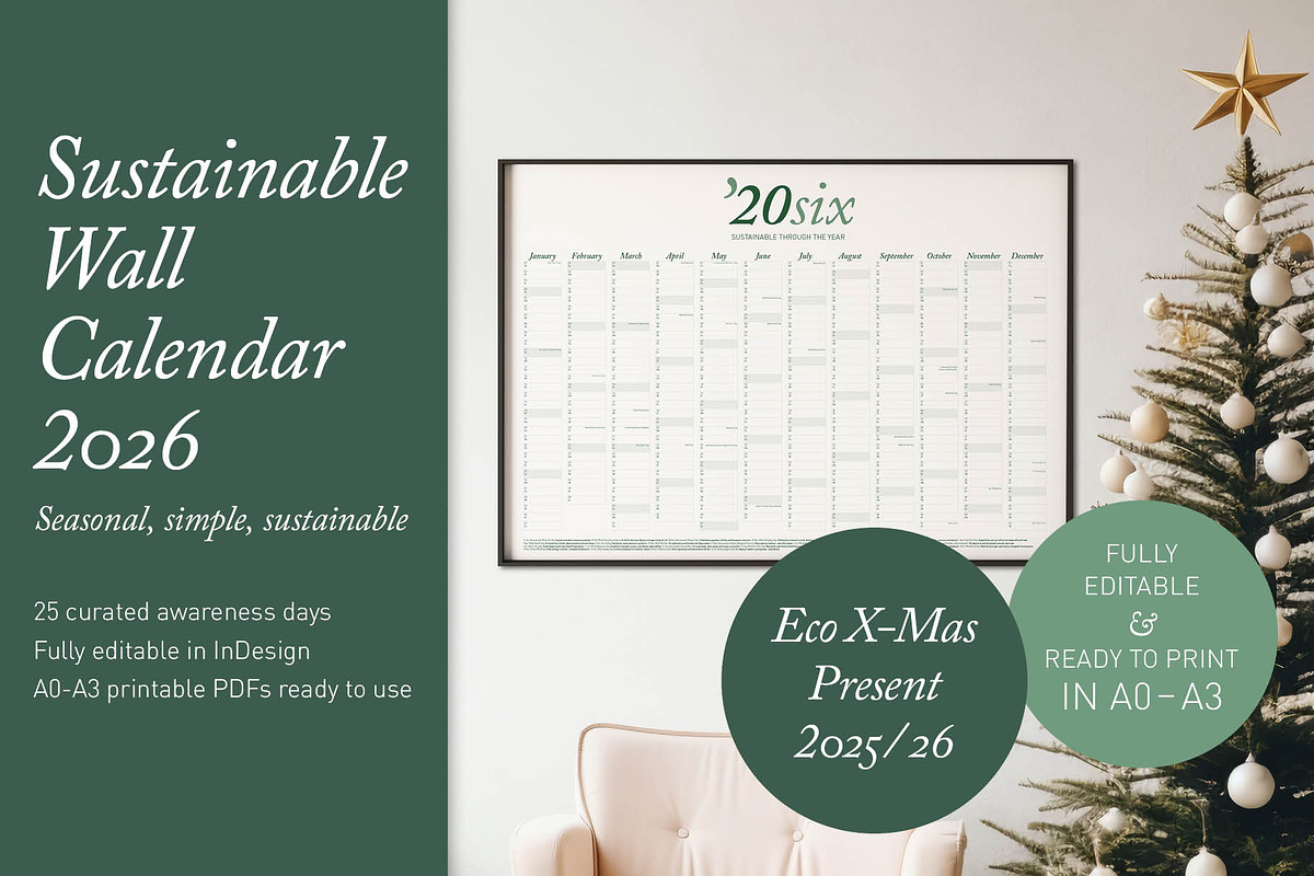 2026 Eco Wall Calendar: Stone Moss