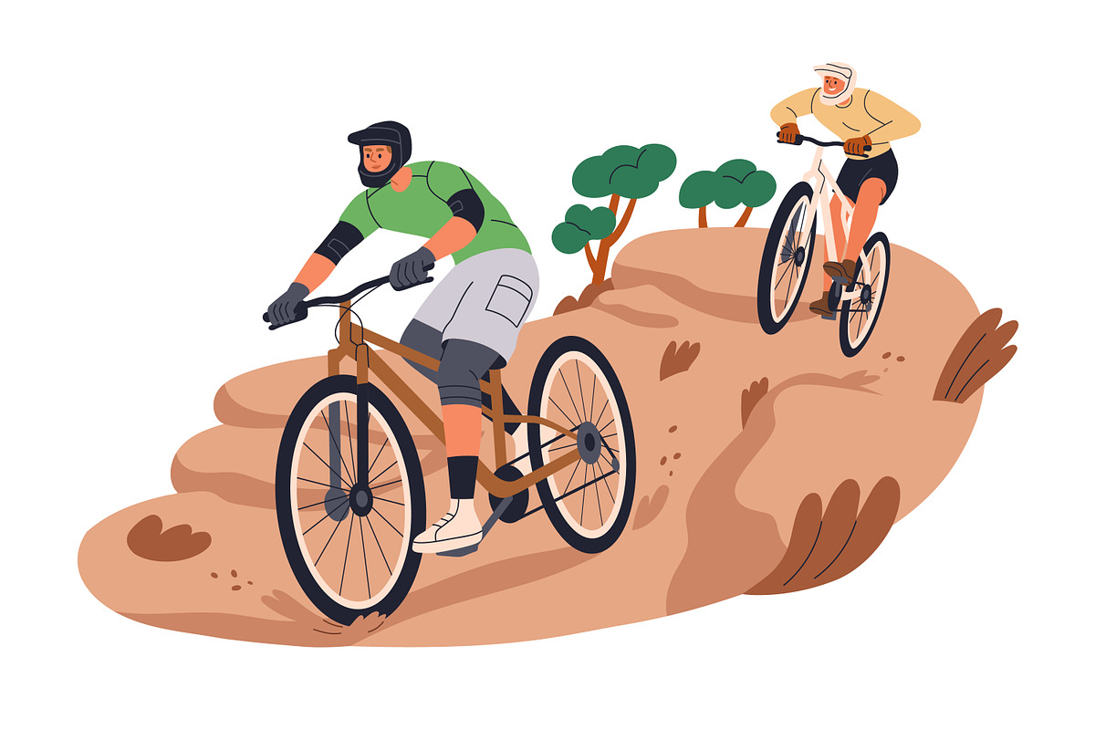 Happy people cycling on bicycles set, a Transportation Illustration by Good Studio (Photo 8 of 11)
