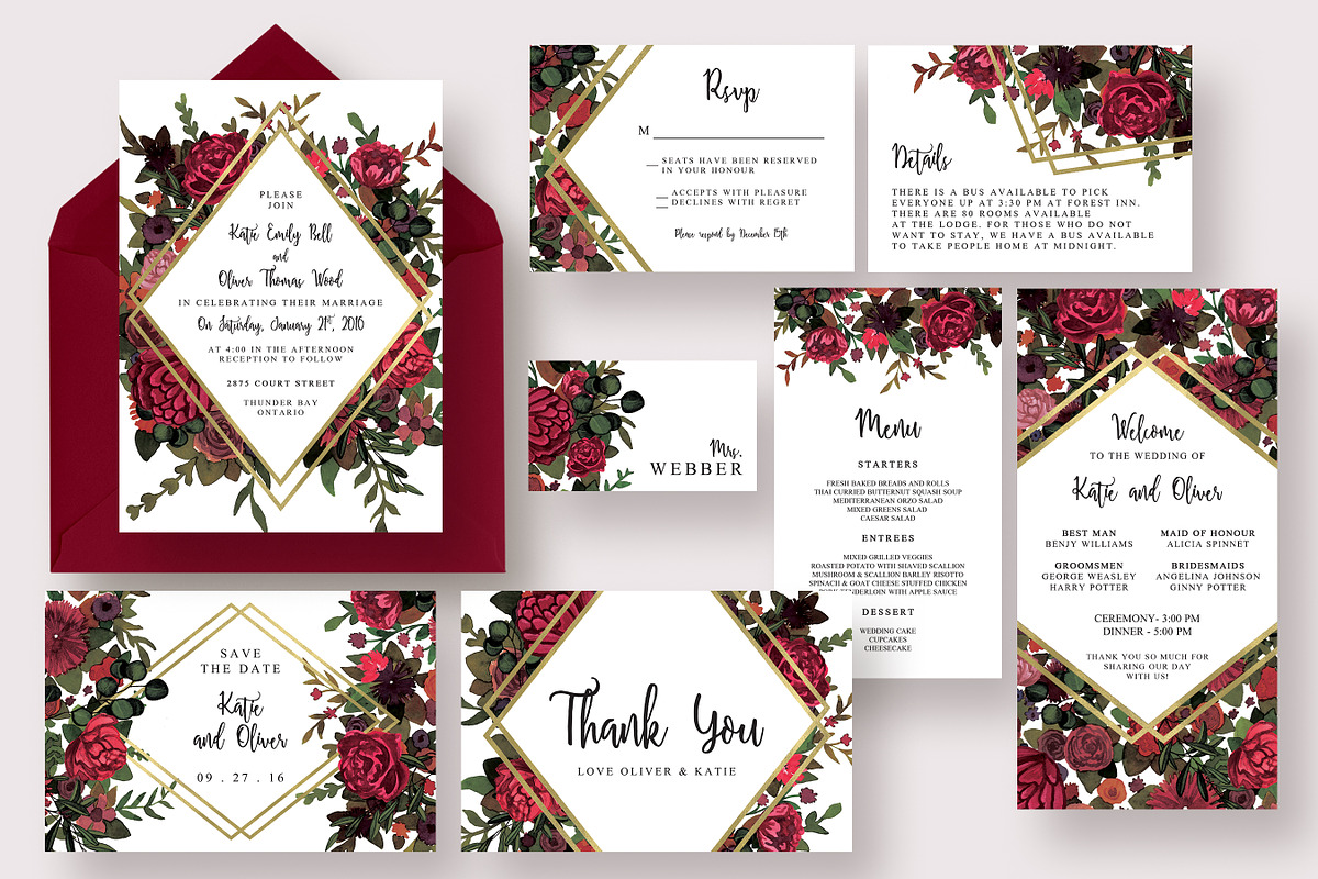 Stylish Marsala Wedding Suite, an Invitation Template by Knotted Design (Photo 1 of 4)