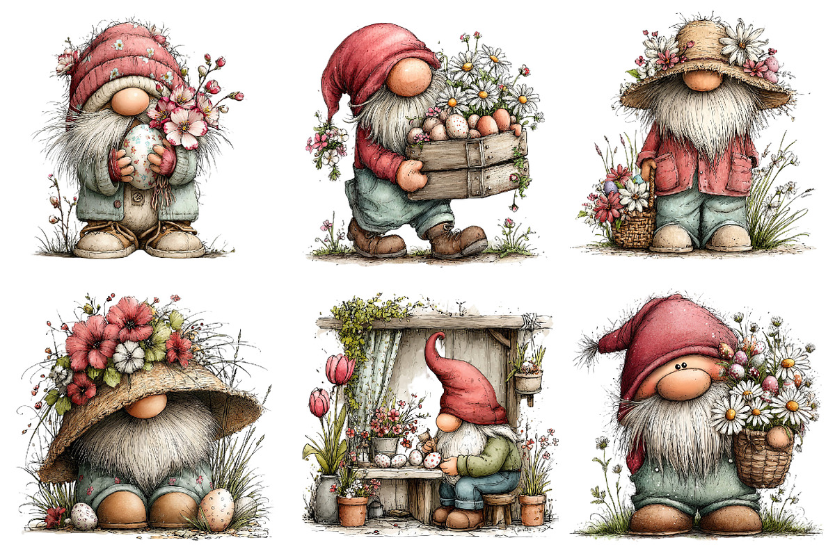 Whimsical Easter Gnome Clipart, an Illustration by Dream Creation (Photo 5 of 7)