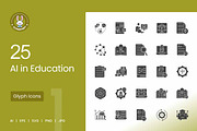 25 AI in Education Glyph Icons, an Icon by IconBunny (Thumbnail 1 of 2)