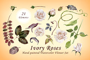 Ivory Roses - Watercolor Floral Set, an Illustration by Nadiia Hanina (Thumbnail 2 of 3)