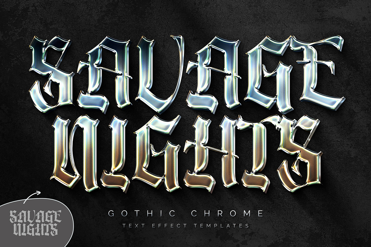 Gothic Chrome Text Effects, a Layer Style Add-On by Andrew Skoch Design (Photo 8 of 8)
