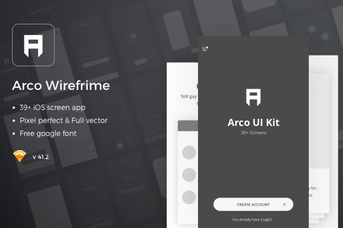 Arco – Wireframe Mobile UI Kit, a Wireframe Template by Unidack Design (Photo 1 of 4)