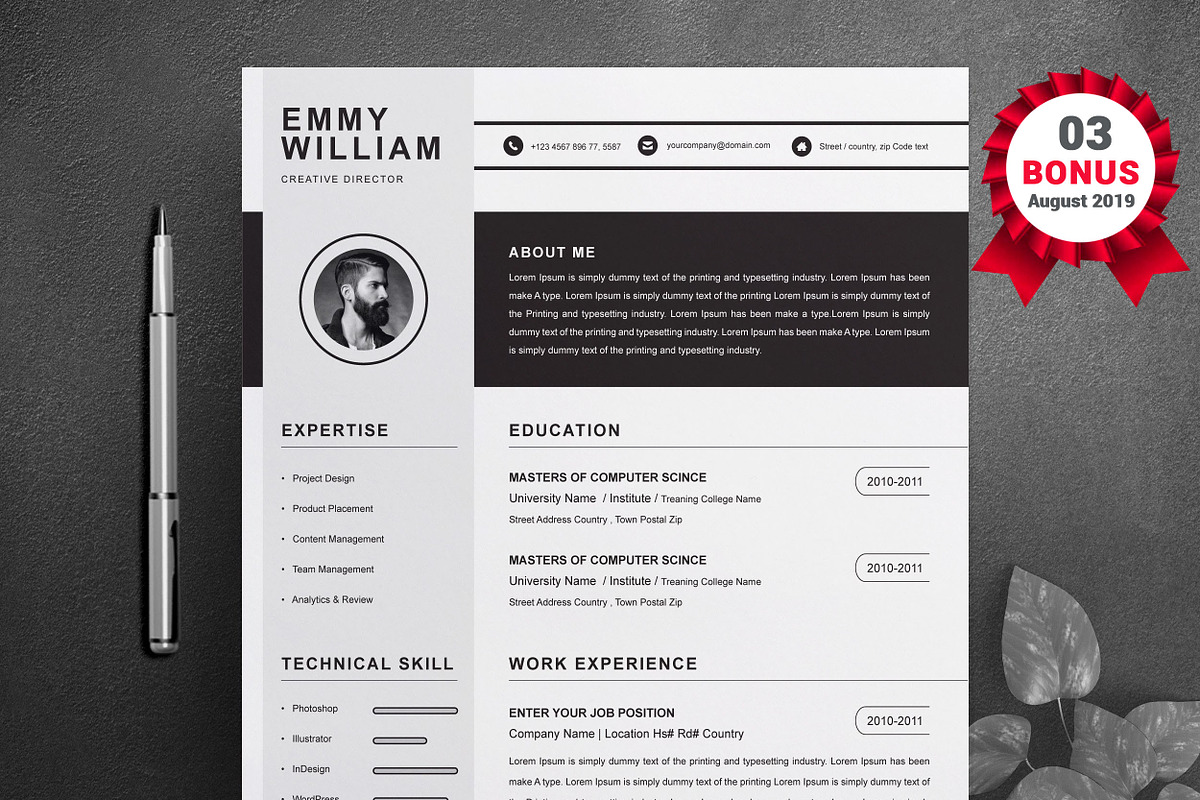 Resume/CV Bundle | 200+ for $29, a Resume Template by ResumeInventor (Photo 70 of 207)