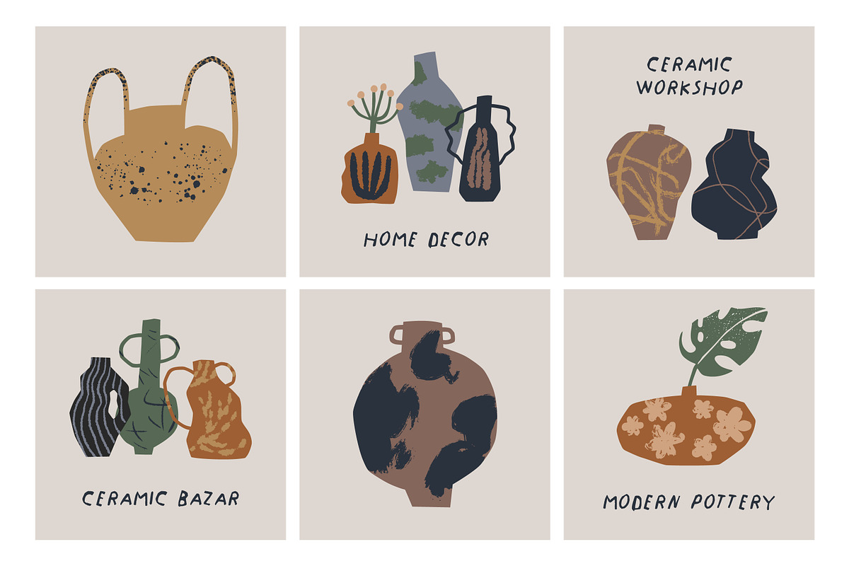 Modern pottery, ceramic vases set, a Decorative Illustration by Good Studio (Photo 5 of 20)