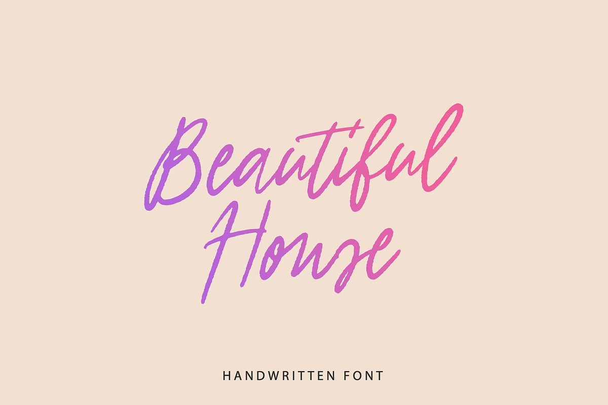 Beautiful House handwritten font, a Handwritten Font by supfonts (Photo 1 of 9)