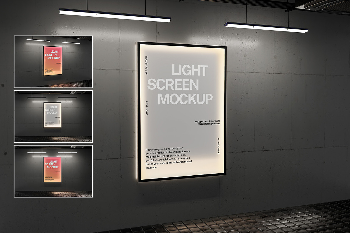 Light Screens Mockup, an Advertising Mockup by PixelPiknik (Photo 1 of 6)
