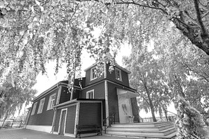 Black and white photo of Christian church. noir style, a Photo by Pictures for you!!!!!!!!!