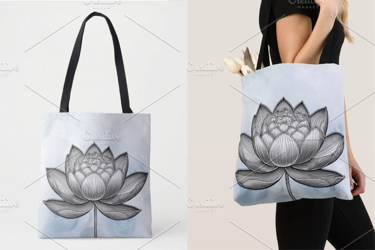 Sacred Lotus Flowers hand drawn logo, an Object Illustration by GraphicRedStudio (Photo 8 of 10)