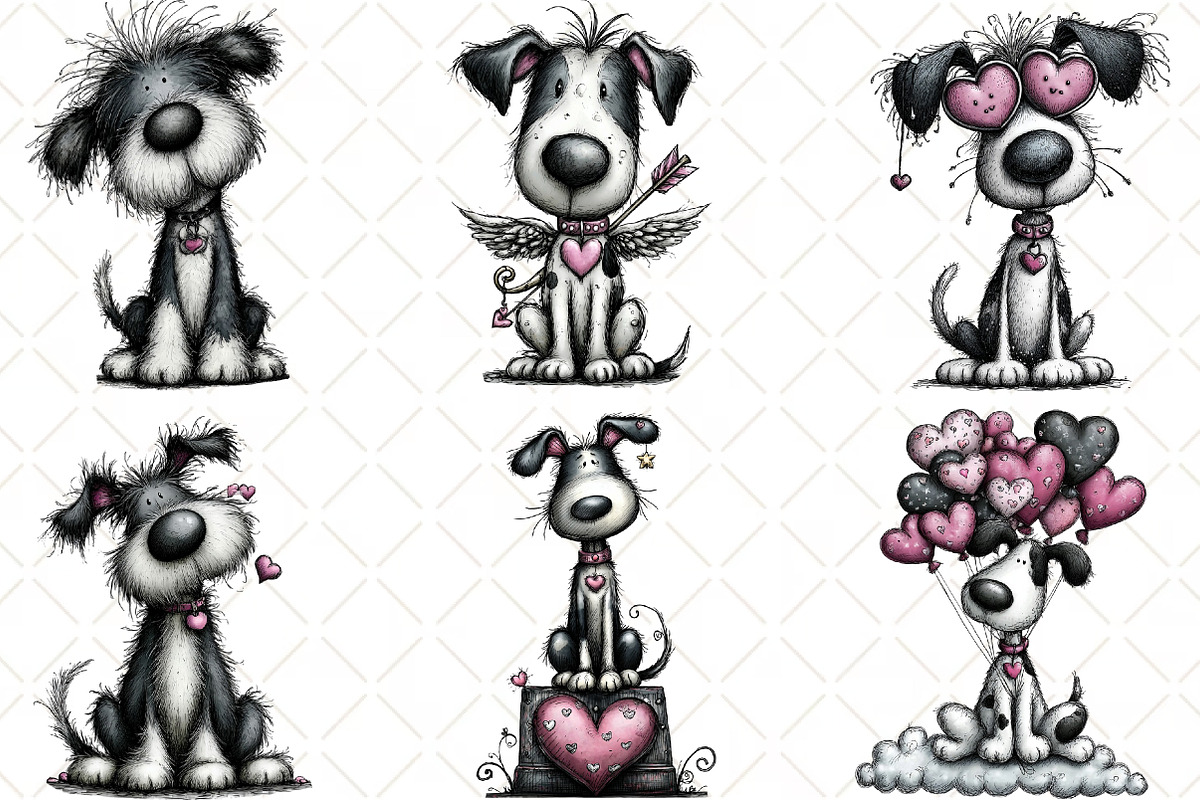 Whimsical Valentines Dog Clipart, an Animal Illustration by Black Bird Studio (Photo 2 of 6)