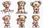 Quirky Valentine Teddy Bear Clipart, an Illustration by Craft Nest (Thumbnail 3 of 11)
