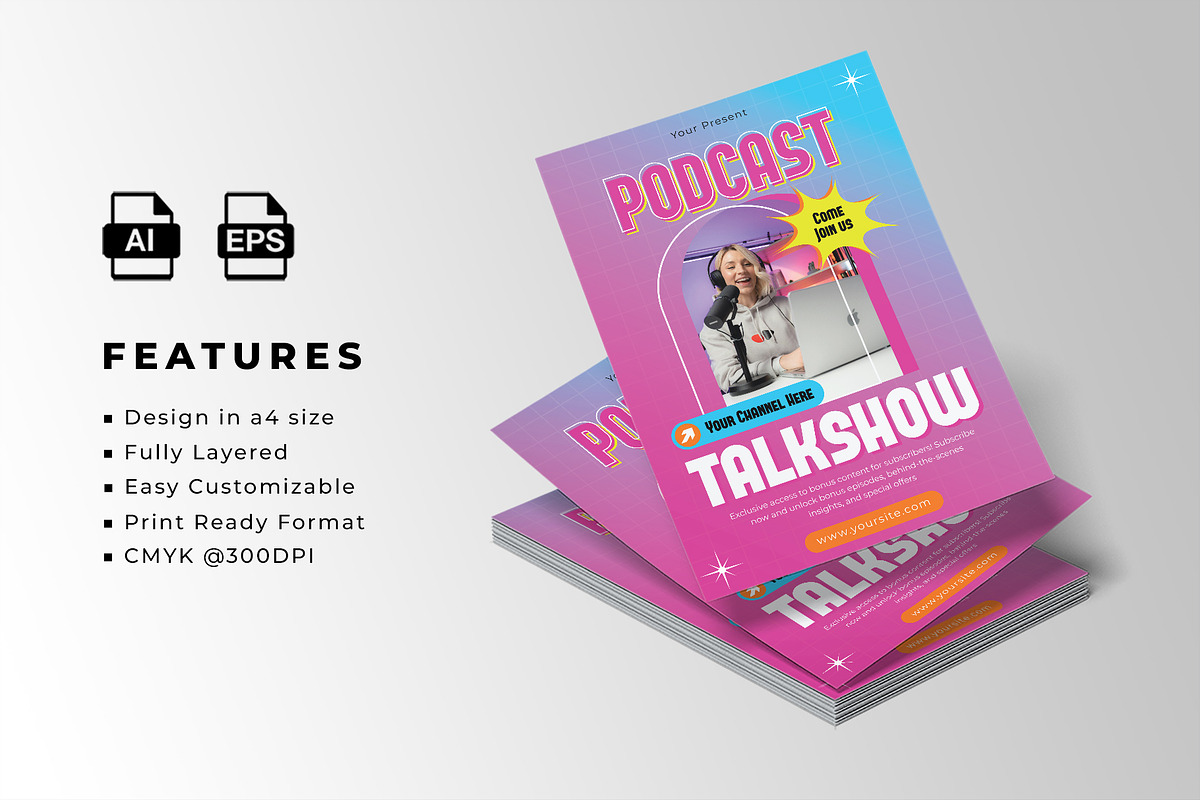 Podcast Flyer Template, a Flyer Template by Artnivora.Std