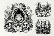Woodland Frog Engraving Bundle, an Animal Illustration by DENIDigitalArtSudio (Thumbnail 5 of 7)