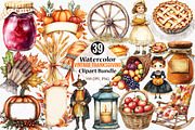 Vintage Thanksgiving Clipart, an Illustration by Canvas Craft (Thumbnail 1 of 7)