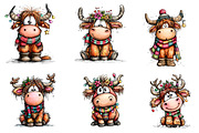 Quirky Christmas Highland Cow, an Illustration by CreationArt (Thumbnail 3 of 5)
