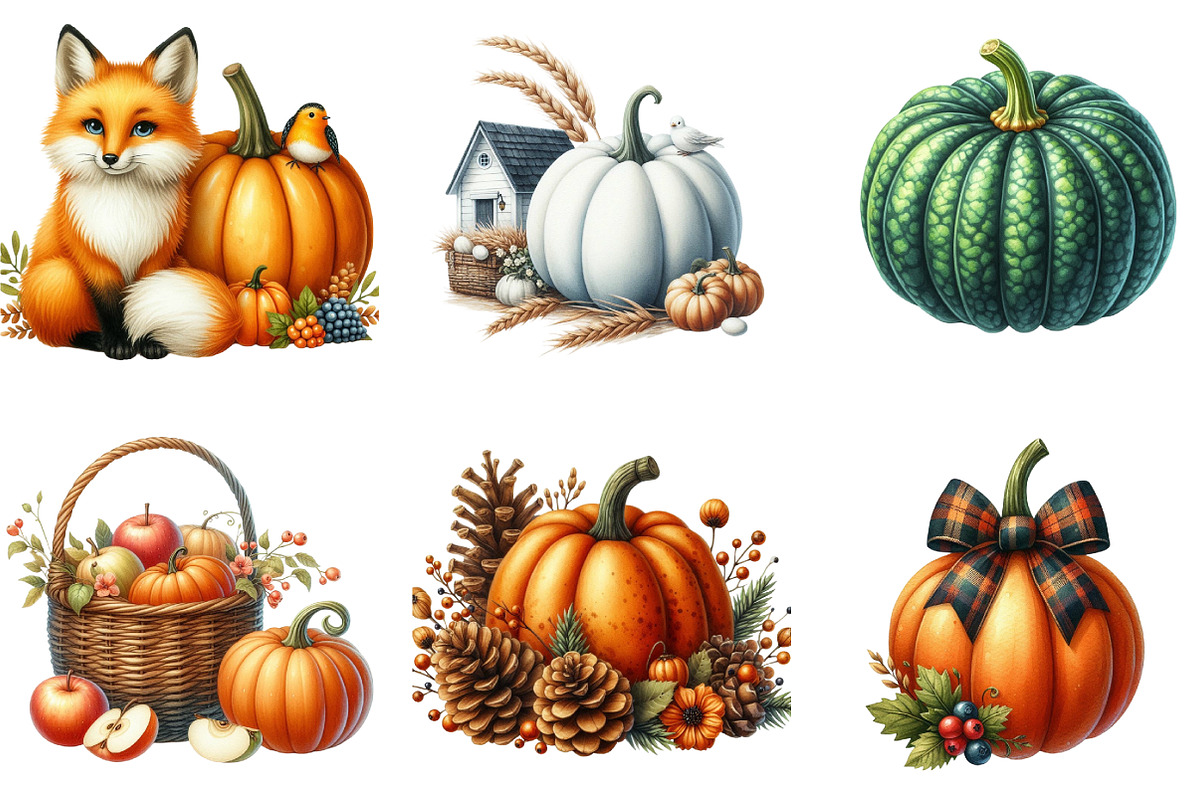 Fall Pumpkin Clipart PNG Autumn, an Illustration by DreamArtGraphic (Photo 4 of 5)