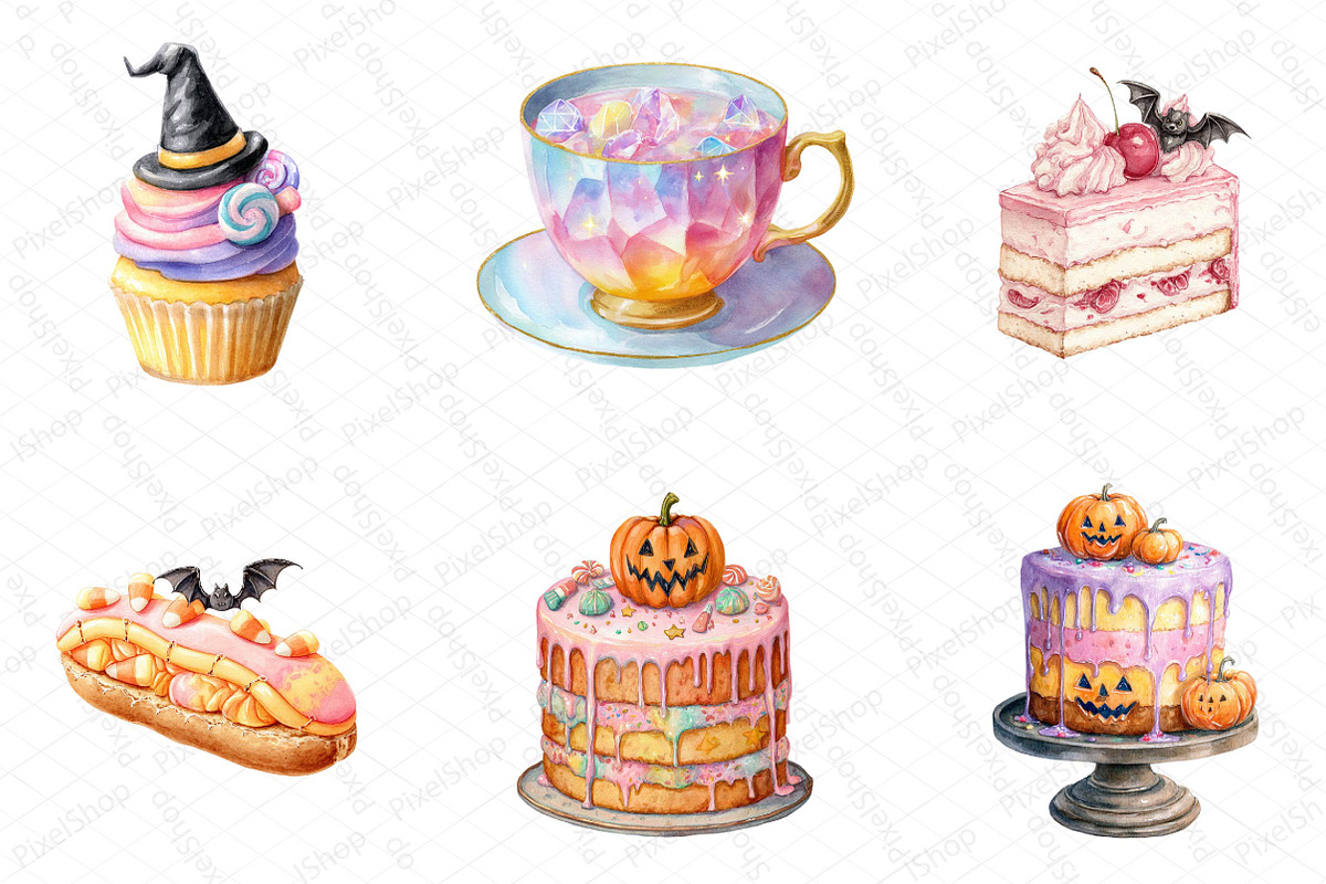 Pastel Halloween Tea Party Clipart, an Illustration by DreamPrint404 (Photo 4 of 5)