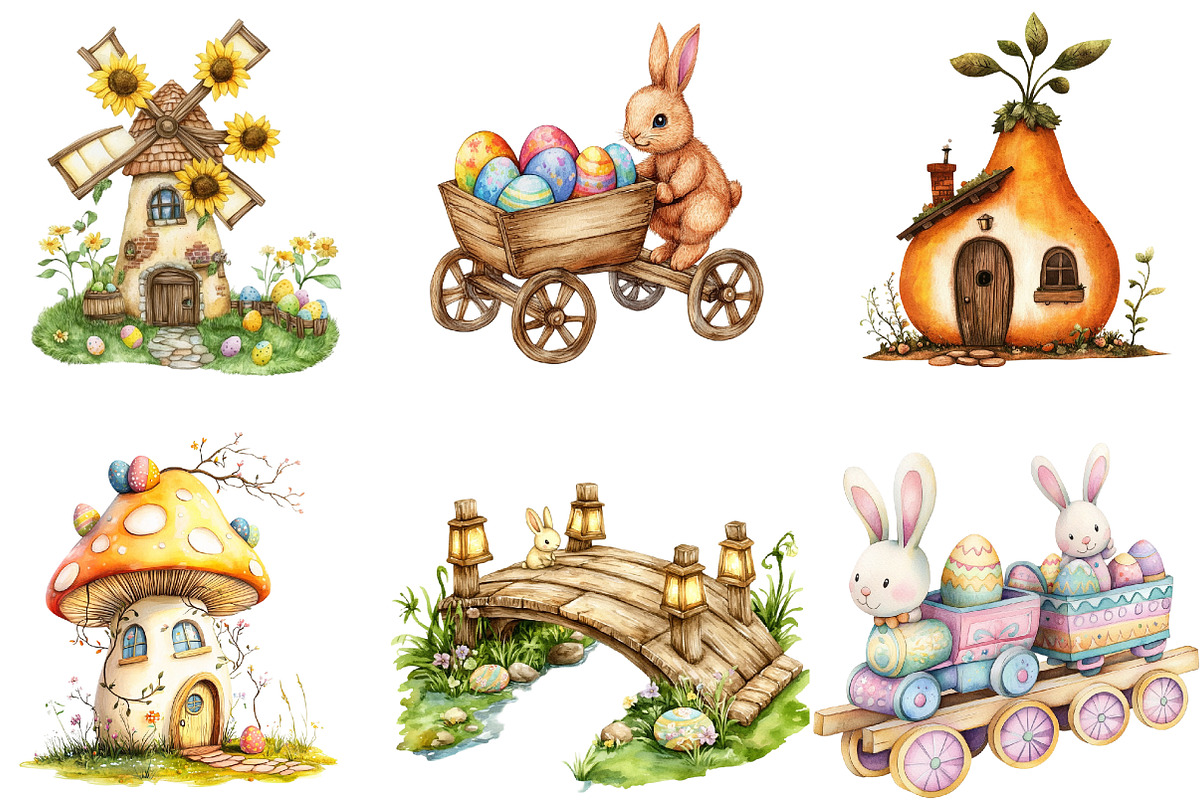 Easter Village Clipart, an Illustration by DreamArtGraphic (Photo 4 of 4)