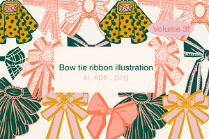 Illustrated Ribbon Bows Vectors V3