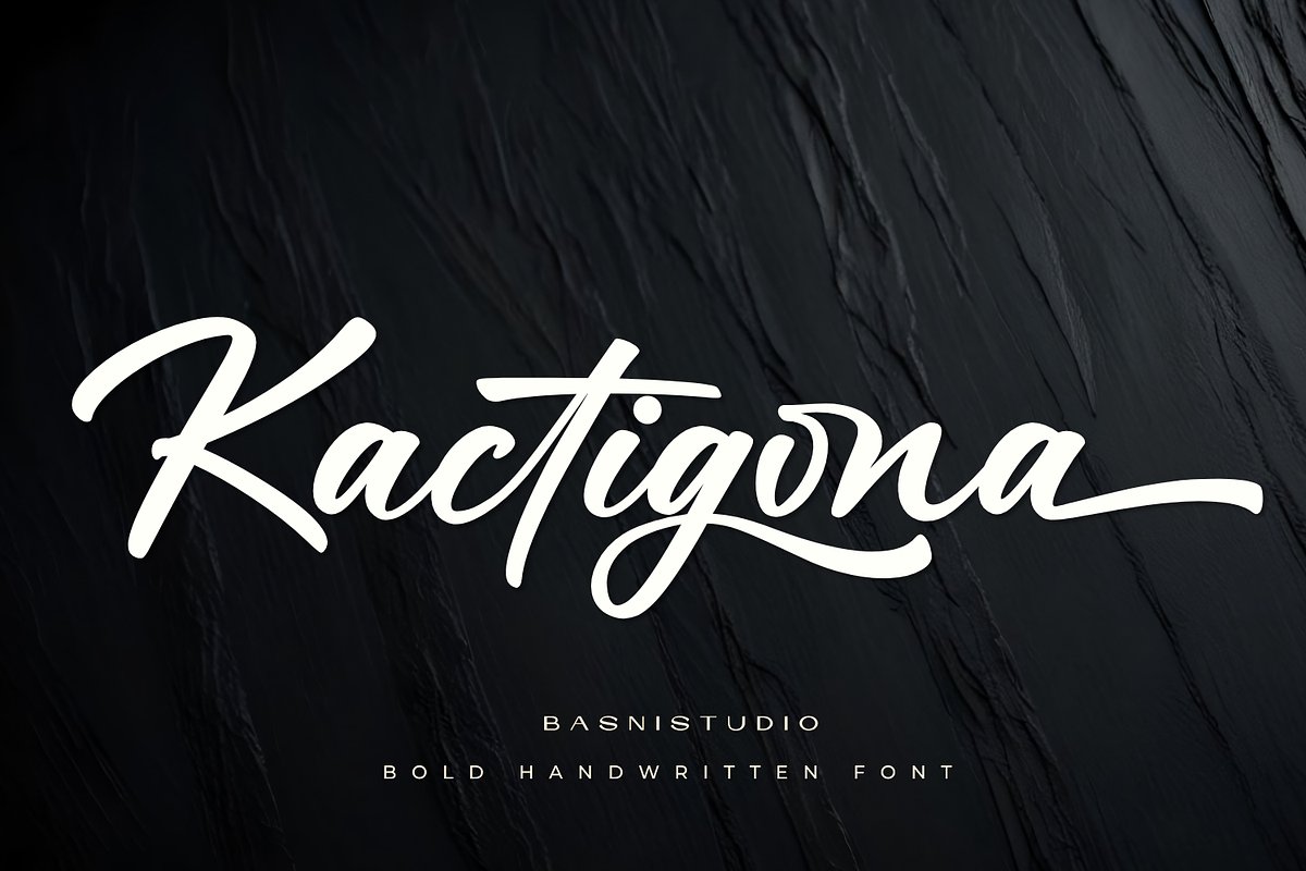 Kactigona – Bold Handwritten Font, a Script Font by Basnistudio (Photo 1 of 12)