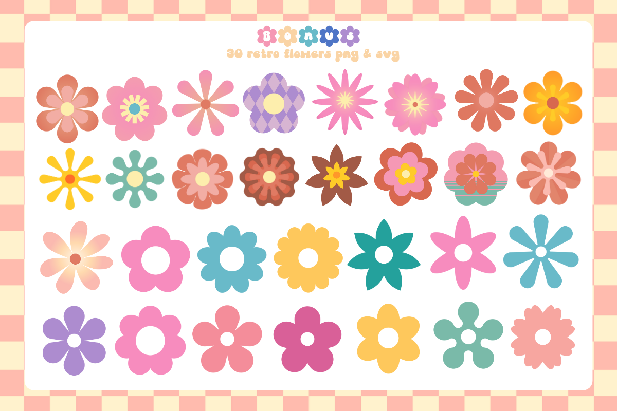 Retro Flower Display Font + Bonus, a Handwritten Font by Babymimiart (Photo 3 of 10)