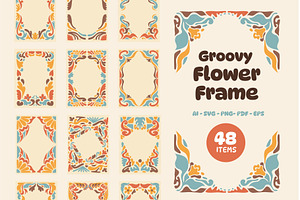 Abstract Groovy Flower Frame