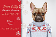 French Bulldog / Wintertime, an Animal Illustration by Victoria_Novak (Thumbnail 1 of 3)