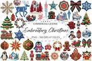 Vintage Embroidery Christmas Clipart, an Illustration by designcity5 (Thumbnail 1 of 5)
