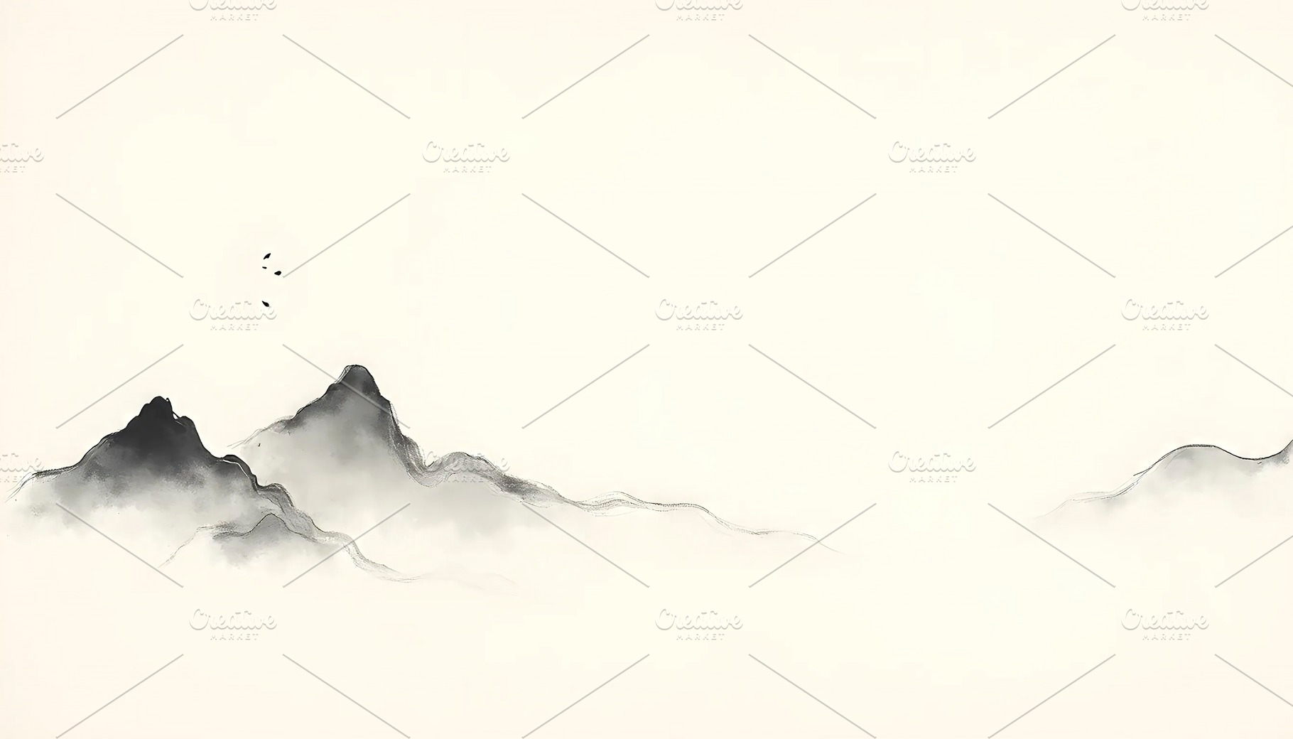 Japanese Sumi-e Style Ink Background, a Photo by LOGOCREATIVE