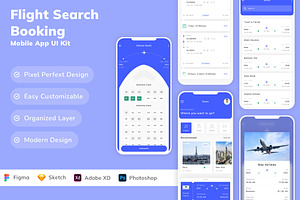 Flight Search & Booking App UI Kit, an UI Kit Template by Betush