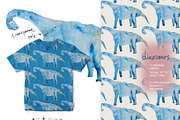 Dinosaurs seamless + clipart set, a Pattern Graphic by PatternsBlooming (Thumbnail 2 of 8)