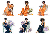 Black Woman Flowers Clipart, an Illustration by DreamArtGraphic (Thumbnail 3 of 4)