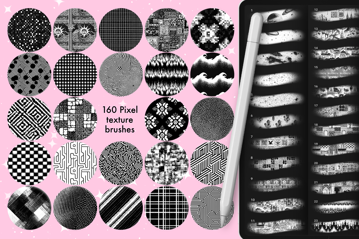 Procreate Pixel texture brushes, a Brush Add-On by Revabrush (Photo 2 of 7)