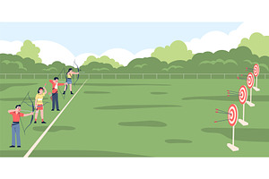 Archery competition. Archery on, a Sport Illustration by LadadikArt