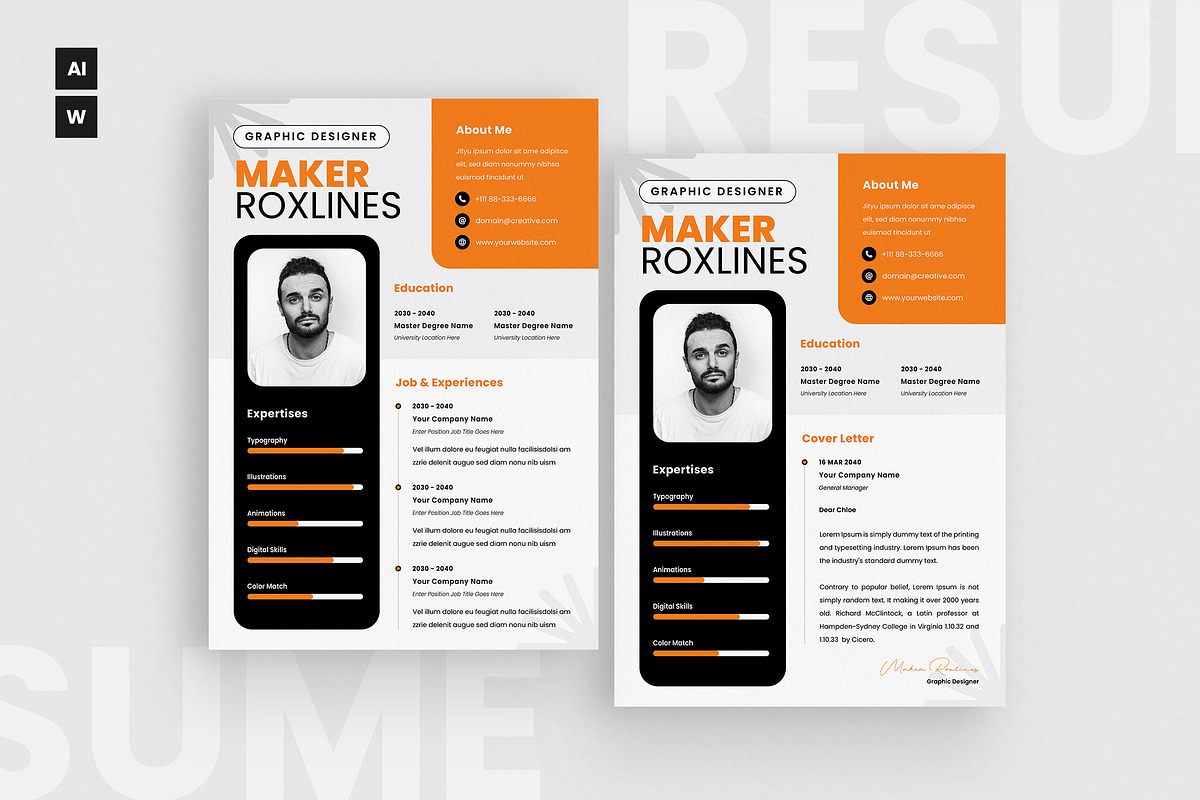 Professional CV Resume, a Resume Template by dokudokunomi (Photo 1 of 4)