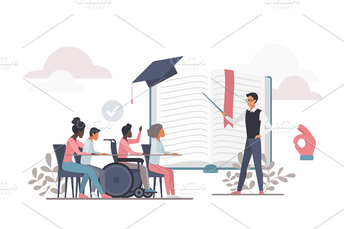 Inclusive education classroom, an Education Illustration by Lemberg Vector