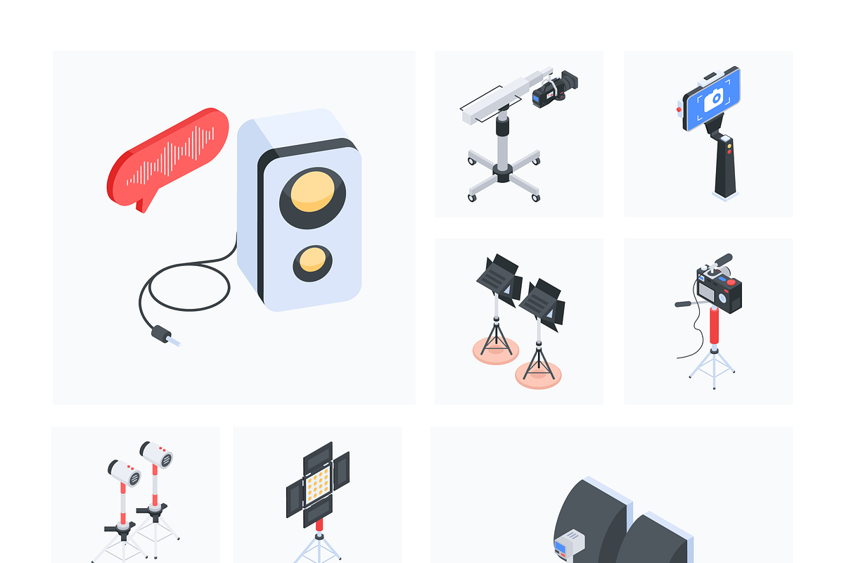 Video Equipment Isometric Icons, a Duotone Icon by Vectors Market (Photo 7 of 9)