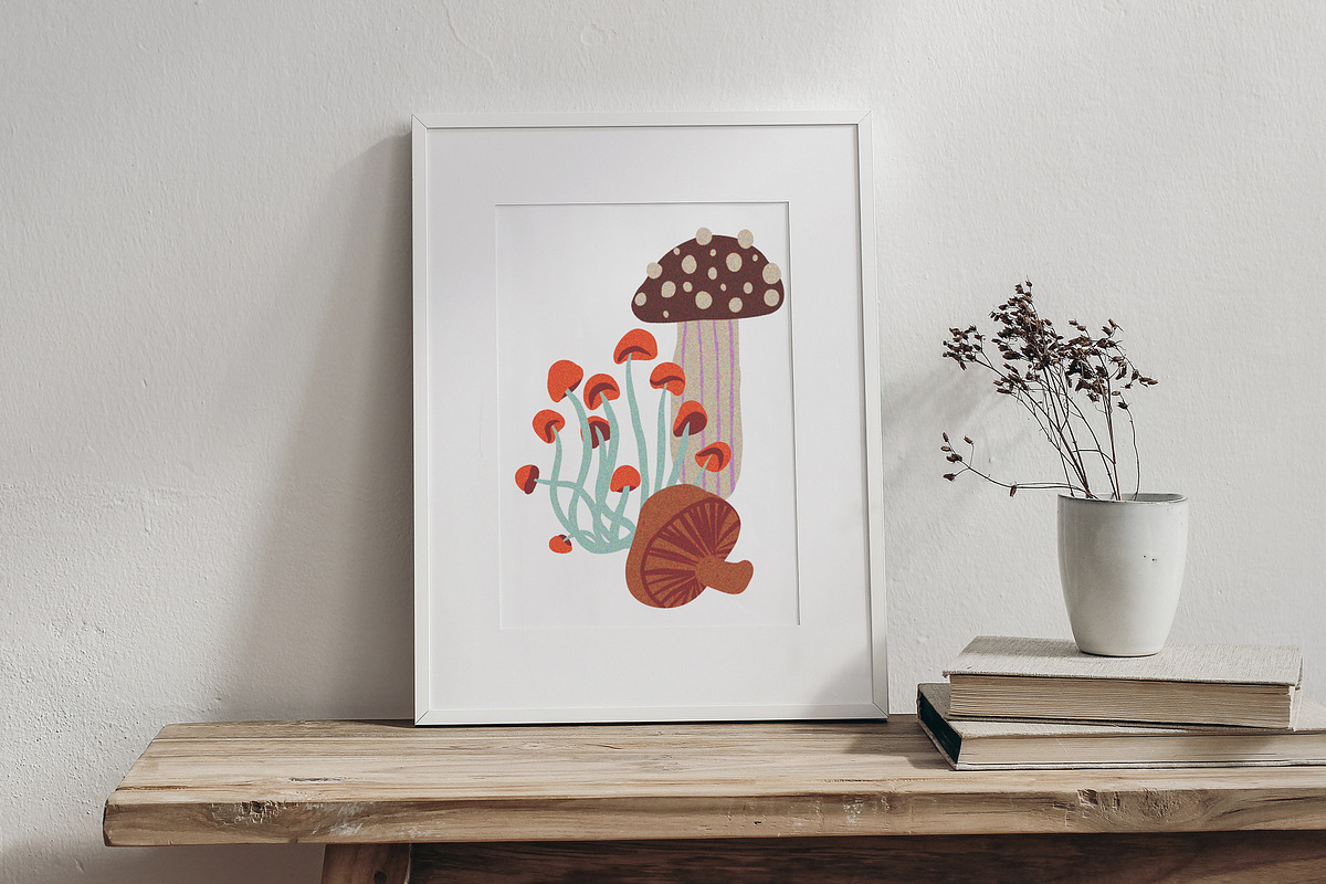Grainy Surreal Mushrooms set, a Decorative Illustration by Paper Cherry (Photo 6 of 12)