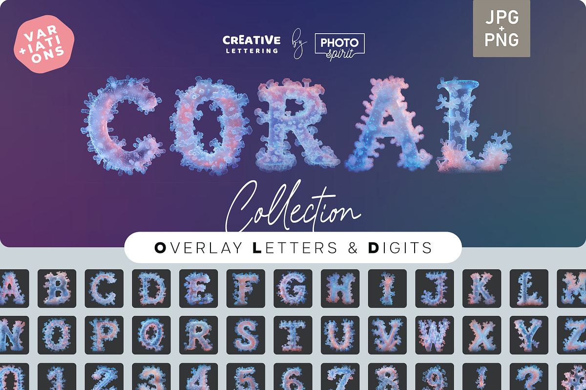 Luminescent Corals Letters Overlays, a Symbol Font by PhotoSpirit (Photo 1 of 8)
